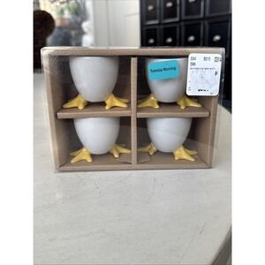 BIA Cordon Bleu White Chicken Footed Egg Cup with Yellow Feet, Set of 4 NIB